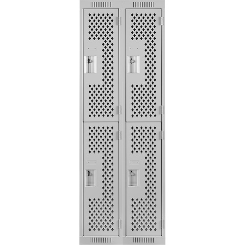 Clean Line Lockers, 2 -tier, Bank of 2, 24" x 15" x 72", Steel, Grey, Rivet (Assembled), Perforated Cantin et fils