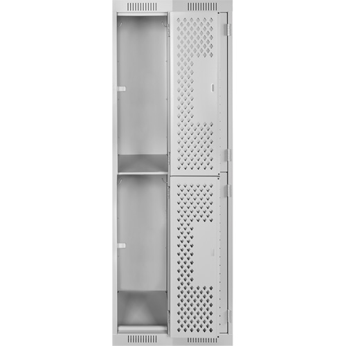 Clean Line Lockers, 2 -tier, Bank of 2, 24" x 15" x 72", Steel, Grey, Rivet (Assembled), Perforated Cantin et fils
