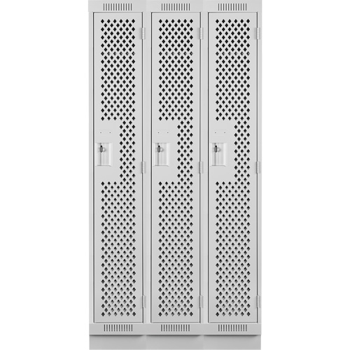 Clean Line Lockers, Bank of 3, 36" x 15" x 76", Steel, Grey, Rivet (Assembled), Perforated Cantin et fils