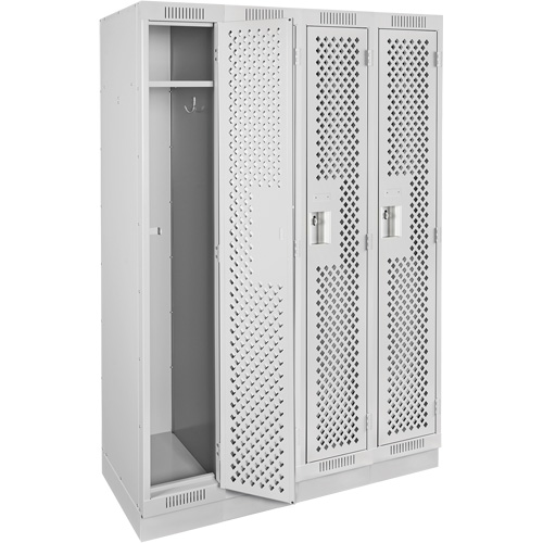 Clean Line Lockers, Bank of 4, 48" x 15" x 76", Steel, Grey, Rivet (Assembled), Perforated Cantin et fils