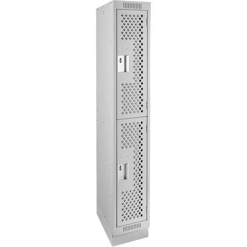 Clean Line Lockers, 2 -tier, 12" x 12" x 76", Steel, Grey, Rivet (Assembled), Perforated Cantin et fils