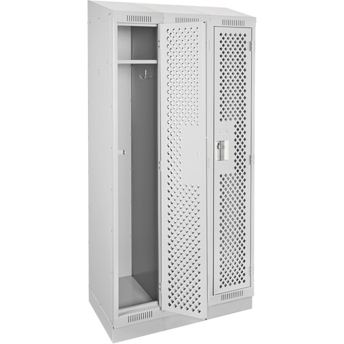 Clean Line Lockers, Bank of 3, 36" x 12" x 82", Steel, Grey, Rivet (Assembled), Perforated Cantin et fils