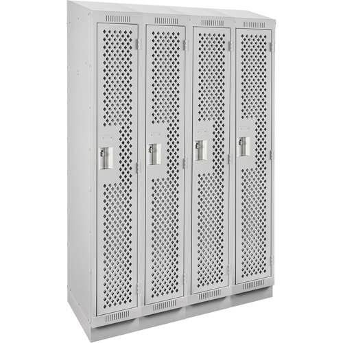 Clean Line Lockers, Bank of 4, 48" x 12" x 82", Steel, Grey, Rivet (Assembled), Perforated Cantin et fils