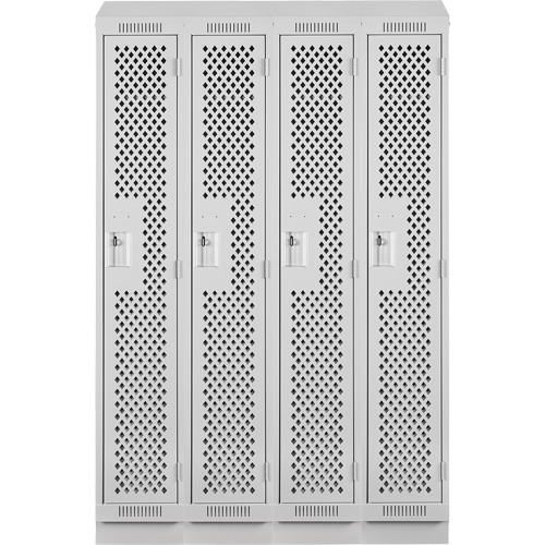 Clean Line Lockers, Bank of 4, 48" x 12" x 82", Steel, Grey, Rivet (Assembled), Perforated Cantin et fils