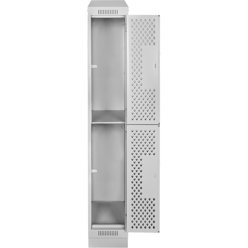 Clean Line Lockers, 2 -tier, 12" x 15" x 82", Steel, Grey, Rivet (Assembled), Perforated Cantin et fils