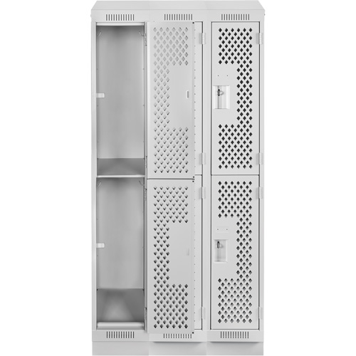 Clean Line Lockers, 2 -tier, Bank of 3, 36" x 15" x 82", Steel, Grey, Rivet (Assembled), Perforated Cantin et fils