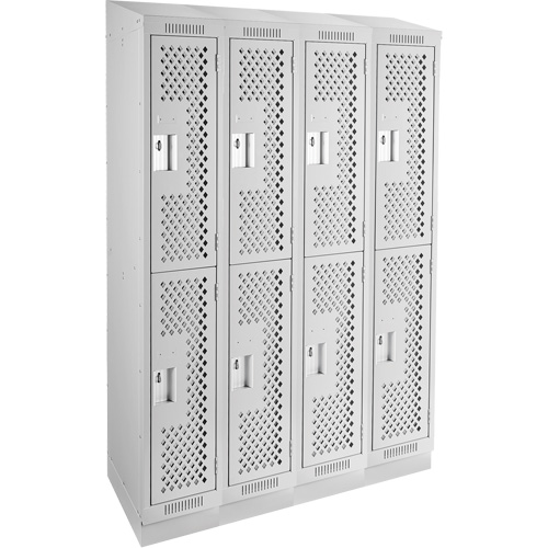 Clean Line Lockers, 2 -tier, Bank of 4, 48" x 15" x 82", Steel, Grey, Rivet (Assembled), Perforated Cantin et fils