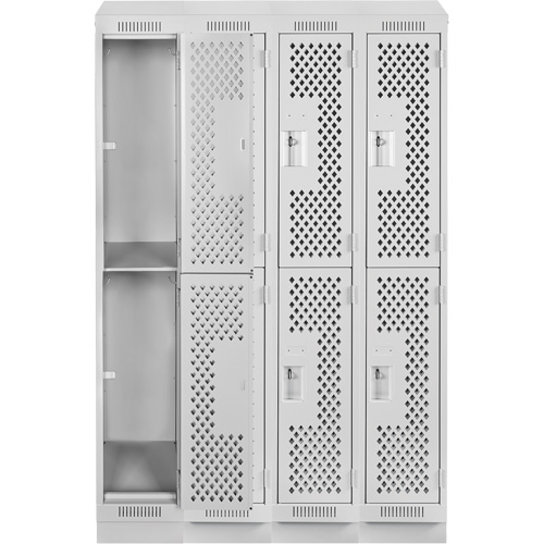 Clean Line Lockers, 2 -tier, Bank of 4, 48" x 15" x 82", Steel, Grey, Rivet (Assembled), Perforated Cantin et fils