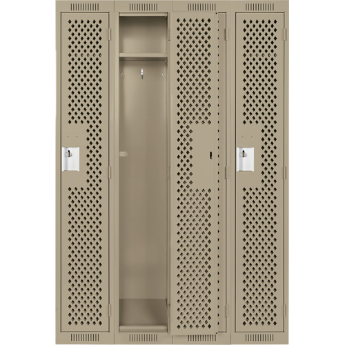 Clean Line Lockers, Bank of 4, 48" x 12" x 72", Steel, Beige, Rivet (Assembled), Perforated Cantin et fils