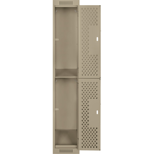 Clean Line Lockers, 2 -tier, 12" x 15" x 72", Steel, Beige, Rivet (Assembled), Perforated Cantin et fils