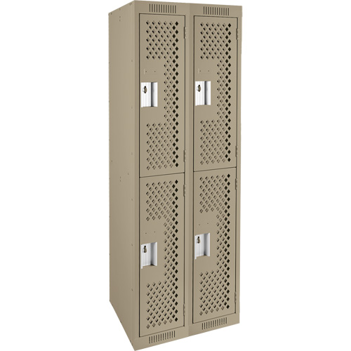 Clean Line Lockers, 2 -tier, Bank of 2, 24" x 15" x 72", Steel, Beige, Rivet (Assembled), Perforated Cantin et fils