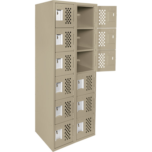 Assembled Lockerettes Clean Line Perforated Economy Lockers, 6 -tier, Bank of 2, 18" x 72" x 12", Steel Cantin et fils