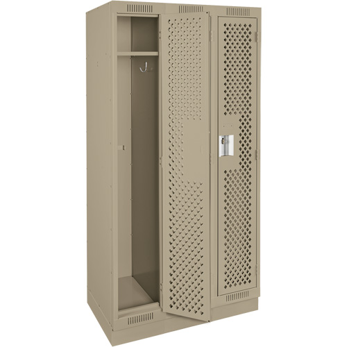 Clean Line Lockers, Bank of 3, 36" x 18" x 76", Steel, Beige, Rivet (Assembled), Perforated Cantin et fils