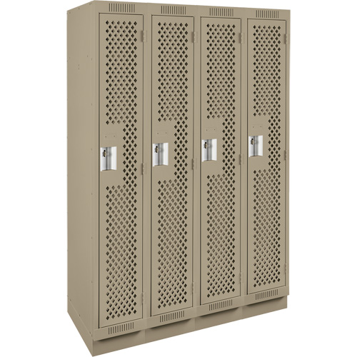 Clean Line Lockers, Bank of 4, 48" x 18" x 76", Steel, Beige, Rivet (Assembled), Perforated Cantin et fils