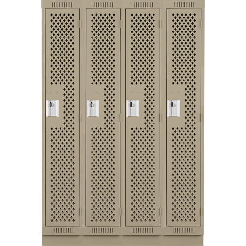 Clean Line Lockers, Bank of 4, 48" x 18" x 76", Steel, Beige, Rivet (Assembled), Perforated Cantin et fils