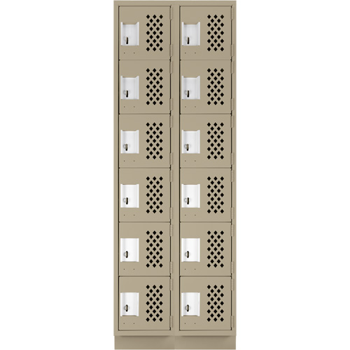 Assembled Lockerettes Clean Line Perforated Economy Lockers, 6 -tier, Bank of 2, 18" x 72" x 12", Steel Cantin et fils