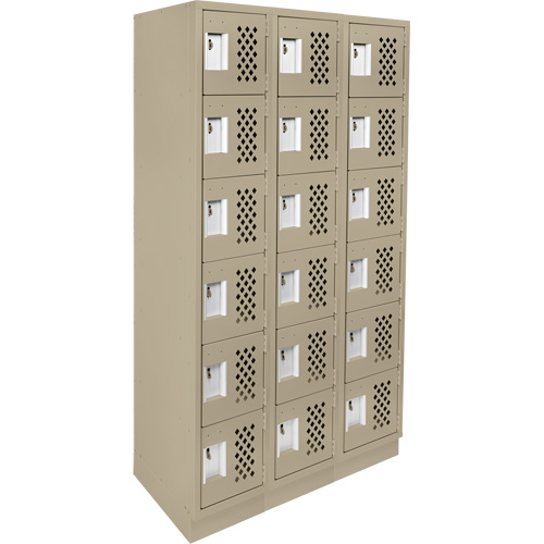 Assembled Lockerettes Clean Line Perforated Economy Lockers, 6 -tier, Bank of 3, 18" x 72" x 12", Steel Cantin et fils