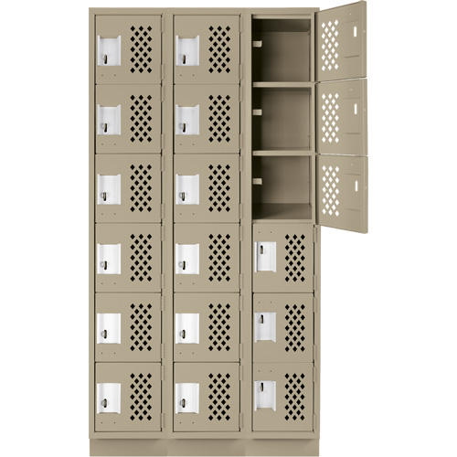 Assembled Lockerettes Clean Line Perforated Economy Lockers, 6 -tier, Bank of 3, 18" x 72" x 12", Steel Cantin et fils