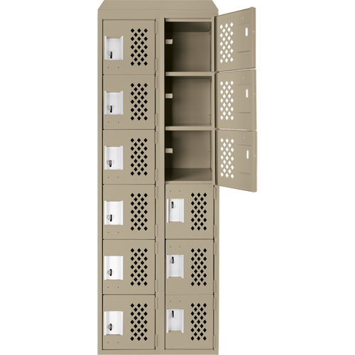 Petit casier perfor&eacute; Clean-Line, 6 niveaux, Bloc de 2, 12" x 72" x 12", Acier Cantin et fils