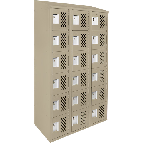 Petits casiers &eacute;conomiques assembl&eacute;s et perfor&eacute;s Clean Line, 6 niveaux, Bloc de 3, 18" x 72" x 12", Acier Cantin et fils