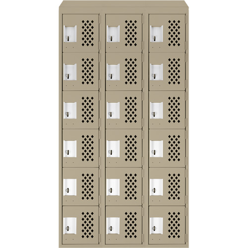 Petits casiers &eacute;conomiques assembl&eacute;s et perfor&eacute;s Clean Line, 6 niveaux, Bloc de 3, 18" x 72" x 12", Acier Cantin et fils