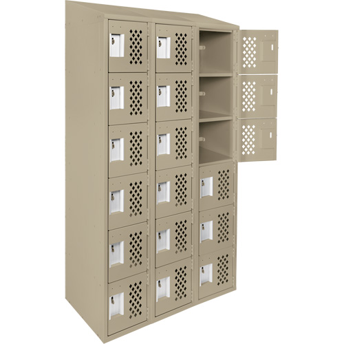 Petits casiers &eacute;conomiques assembl&eacute;s et perfor&eacute;s Clean Line, 6 niveaux, Bloc de 3, 18" x 72" x 12", Acier Cantin et fils