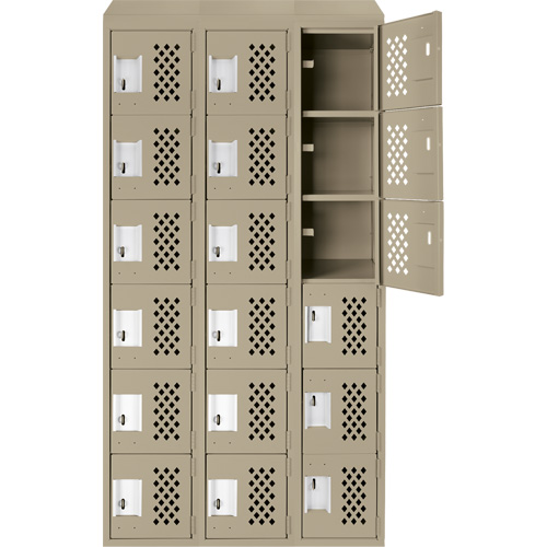 Petits casiers &eacute;conomiques assembl&eacute;s et perfor&eacute;s Clean Line, 6 niveaux, Bloc de 3, 18" x 72" x 12", Acier Cantin et fils