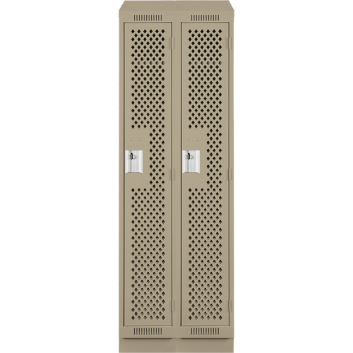 Clean Line Lockers, Bank of 2, 24" x 12" x 82", Steel, Beige, Rivet (Assembled), Perforated Cantin et fils