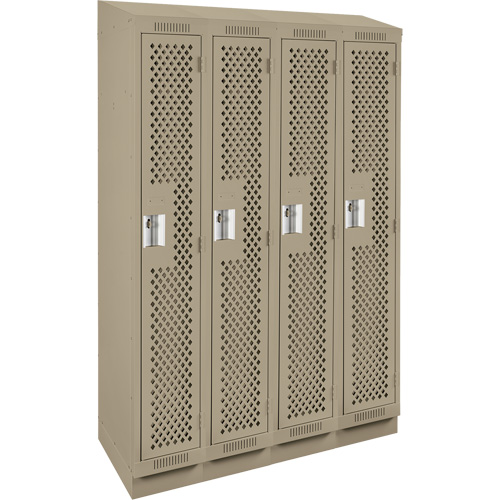 Clean Line Lockers, Bank of 4, 48" x 12" x 82", Steel, Beige, Rivet (Assembled), Perforated Cantin et fils