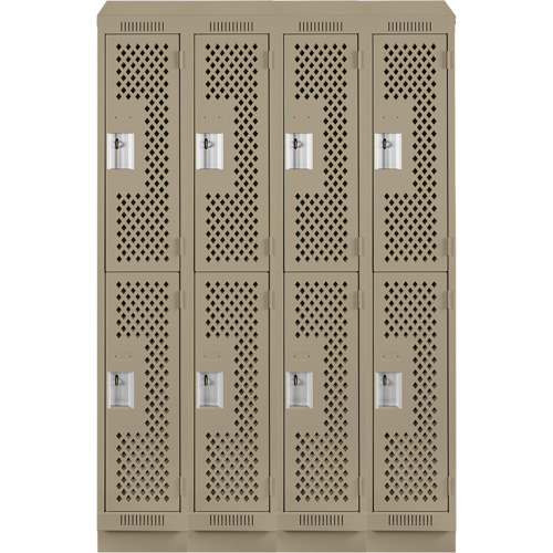 Clean Line Lockers, 2 -tier, Bank of 4, 48" x 15" x 82", Steel, Beige, Rivet (Assembled), Perforated Cantin et fils