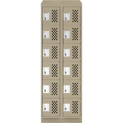 Assembled Lockerettes Clean Line Perforated Economy Lockers, 6 -tier, Bank of 2, 18" x 72" x 12", Steel Cantin et fils