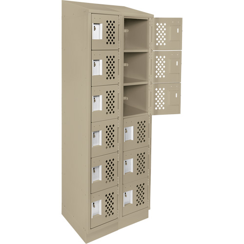 Assembled Lockerettes Clean Line Perforated Economy Lockers, 6 -tier, Bank of 2, 18" x 72" x 12", Steel Cantin et fils