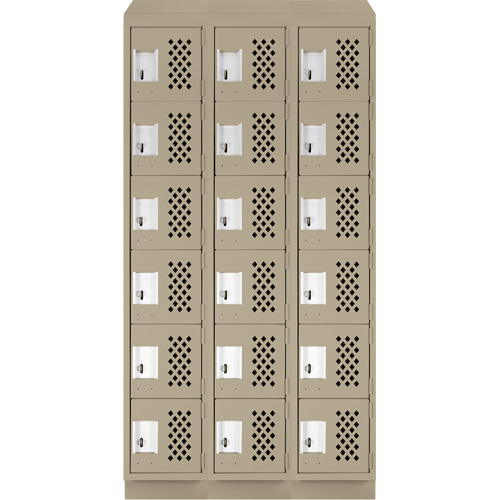 Petits casiers &eacute;conomiques assembl&eacute;s et perfor&eacute;s Clean Line, 6 niveaux, Bloc de 3, 18" x 72" x 12", Acier Cantin et fils