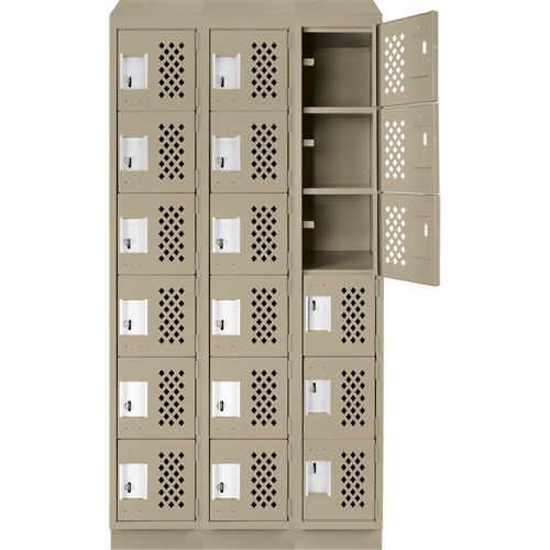 Petits casiers &eacute;conomiques assembl&eacute;s et perfor&eacute;s Clean Line, 6 niveaux, Bloc de 3, 18" x 72" x 12", Acier Cantin et fils
