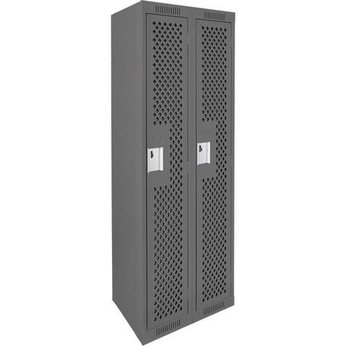 Clean Line Lockers, Bank of 2, 24" x 12" x 72", Steel, Charcoal, Rivet (Assembled), Perforated Cantin et fils