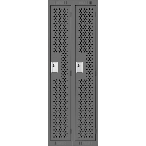 Clean Line Lockers, Bank of 2, 24" x 12" x 72", Steel, Charcoal, Rivet (Assembled), Perforated Cantin et fils