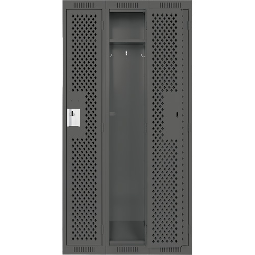 Clean Line Lockers, Bank of 3, 36" x 12" x 72", Steel, Charcoal, Rivet (Assembled), Perforated Cantin et fils