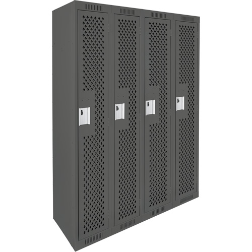 Clean Line Lockers, Bank of 4, 48" x 12" x 72", Steel, Charcoal, Rivet (Assembled), Perforated Cantin et fils