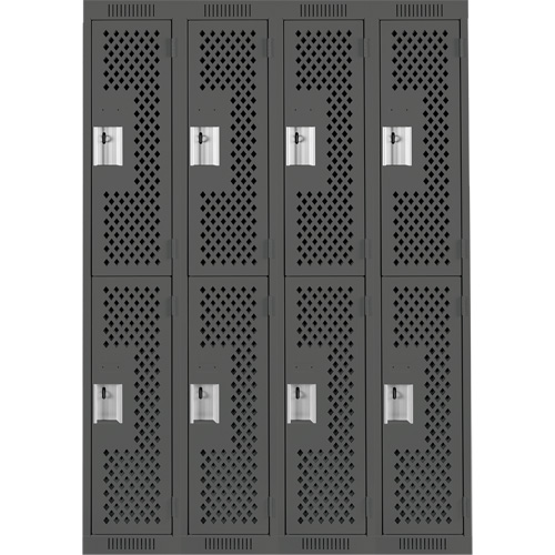 Casiers Clean Line, 2 niveaux, Bloc de 4, 48" x 15" x 72", Acier, Charbon, Rivet (assembl&eacute;), Perfor&eacute; Cantin et fils