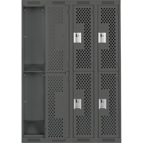 Casiers Clean Line, 2 niveaux, Bloc de 4, 48" x 15" x 72", Acier, Charbon, Rivet (assembl&eacute;), Perfor&eacute; Cantin et fils