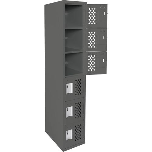 Assembled Lockerettes Clean Line Perforated Economy Lockers, 6 -tier, 18" x 72" x 12", Steel Cantin et fils