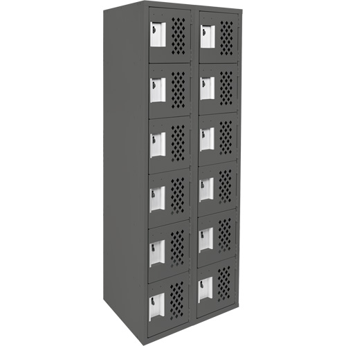 Assembled Lockerettes Clean Line Perforated Economy Lockers, 6 -tier, Bank of 2, 18" x 72" x 12", Steel Cantin et fils