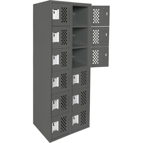Assembled Lockerettes Clean Line Perforated Economy Lockers, 6 -tier, Bank of 2, 18" x 72" x 12", Steel Cantin et fils