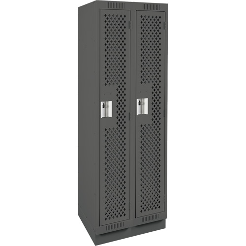 Clean Line Lockers, Bank of 2, 24" x 15" x 76", Steel, Charcoal, Rivet (Assembled), Perforated Cantin et fils