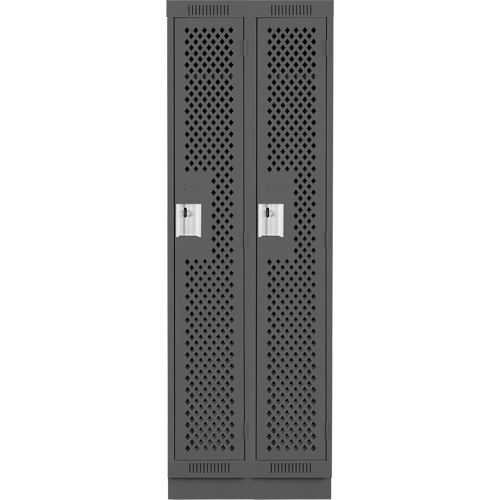 Clean Line Lockers, Bank of 2, 24" x 15" x 76", Steel, Charcoal, Rivet (Assembled), Perforated Cantin et fils