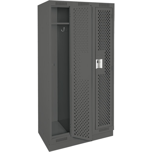 Clean Line Lockers, Bank of 3, 36" x 15" x 76", Steel, Charcoal, Rivet (Assembled), Perforated Cantin et fils