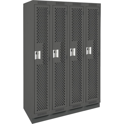 Clean Line Lockers, Bank of 4, 48" x 18" x 76", Steel, Charcoal, Rivet (Assembled), Perforated Cantin et fils
