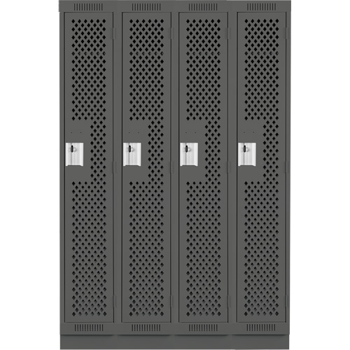 Clean Line Lockers, Bank of 4, 48" x 18" x 76", Steel, Charcoal, Rivet (Assembled), Perforated Cantin et fils