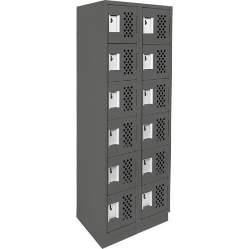 Assembled Lockerettes Clean Line Perforated Economy Lockers, 6 -tier, Bank of 2, 18" x 72" x 12", Steel Cantin et fils