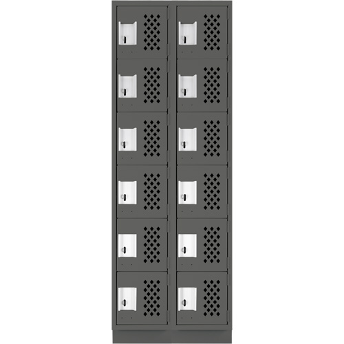 Assembled Lockerettes Clean Line Perforated Economy Lockers, 6 -tier, Bank of 2, 18" x 72" x 12", Steel Cantin et fils